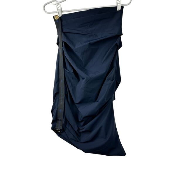 Elisabetta Franchi Mini Ruched Dress Blue Side Zipper Size 42 - Picture 2 of 13